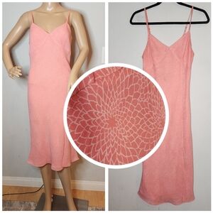 Express 90s Y2K Coral Pink Midi Dress V Neck Sleeveless Size 3/4 VTG Babydoll